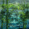Green Lake Dusk, acrylic on canvas, 12" x 12", 2011